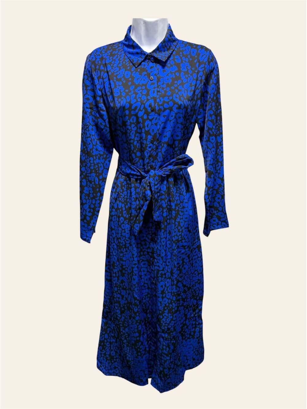 Q2 Blue Animal Print Shirt Dress